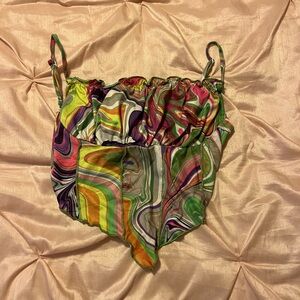 Cropped triangle cut multicolor tank top